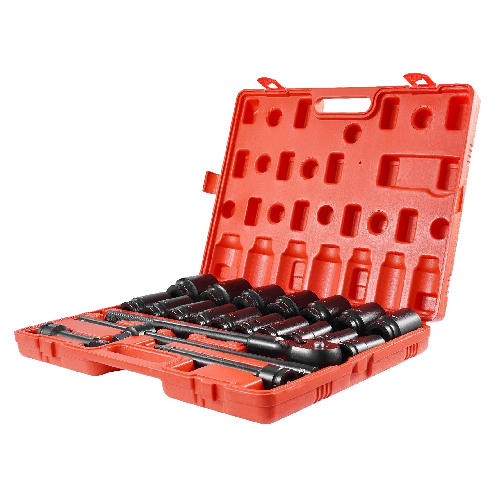 VEVOR Impact Socket Set 3/4 Inches 22 Piece Deep Impact Sockets, Socket Assortment 3/4 Inches Drive Socket Set Impact Standard SAE Sizes 7/8 Inches to 2 Inches Includes Adapters and Ratchet Handle 