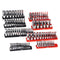 VEVOR Socket Organizer Set 8PCS High-Rod Socket Tray Black & Red for Metric SAE