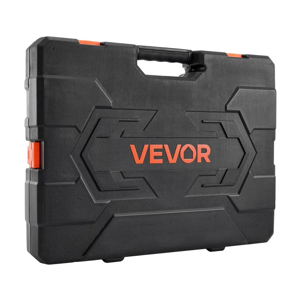 VEVOR 163-Piece Socket Set, 1/4", 3/8" & 1/2" Drive SAE & Metric Mechanic Tool Kit with Case