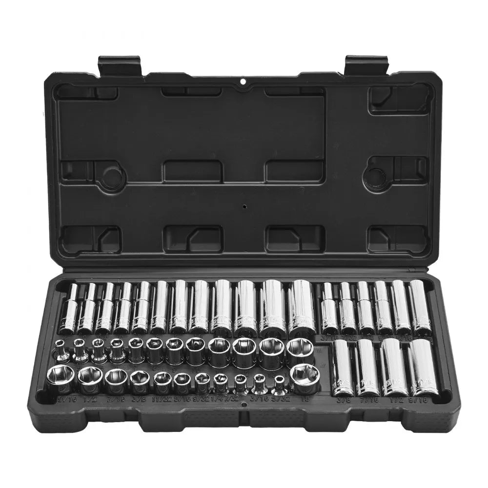 VEVOR 46-Piece Socket Set, 1/4" Drive SAE & Metric Socket Tool Kit with Storage Case
