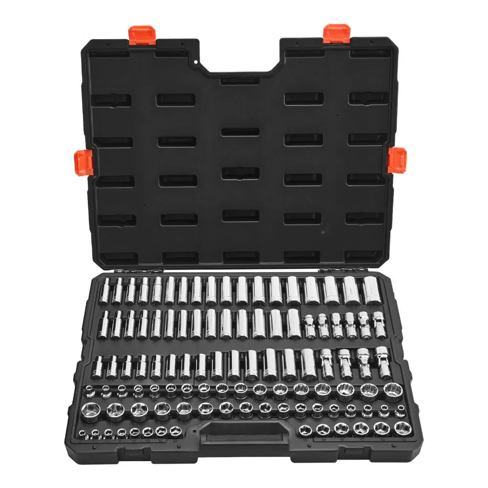 VEVOR 104-Piece Socket Set, 3/8" Drive Metric Socket Tool Kit, 6-24 mm with Storage Case