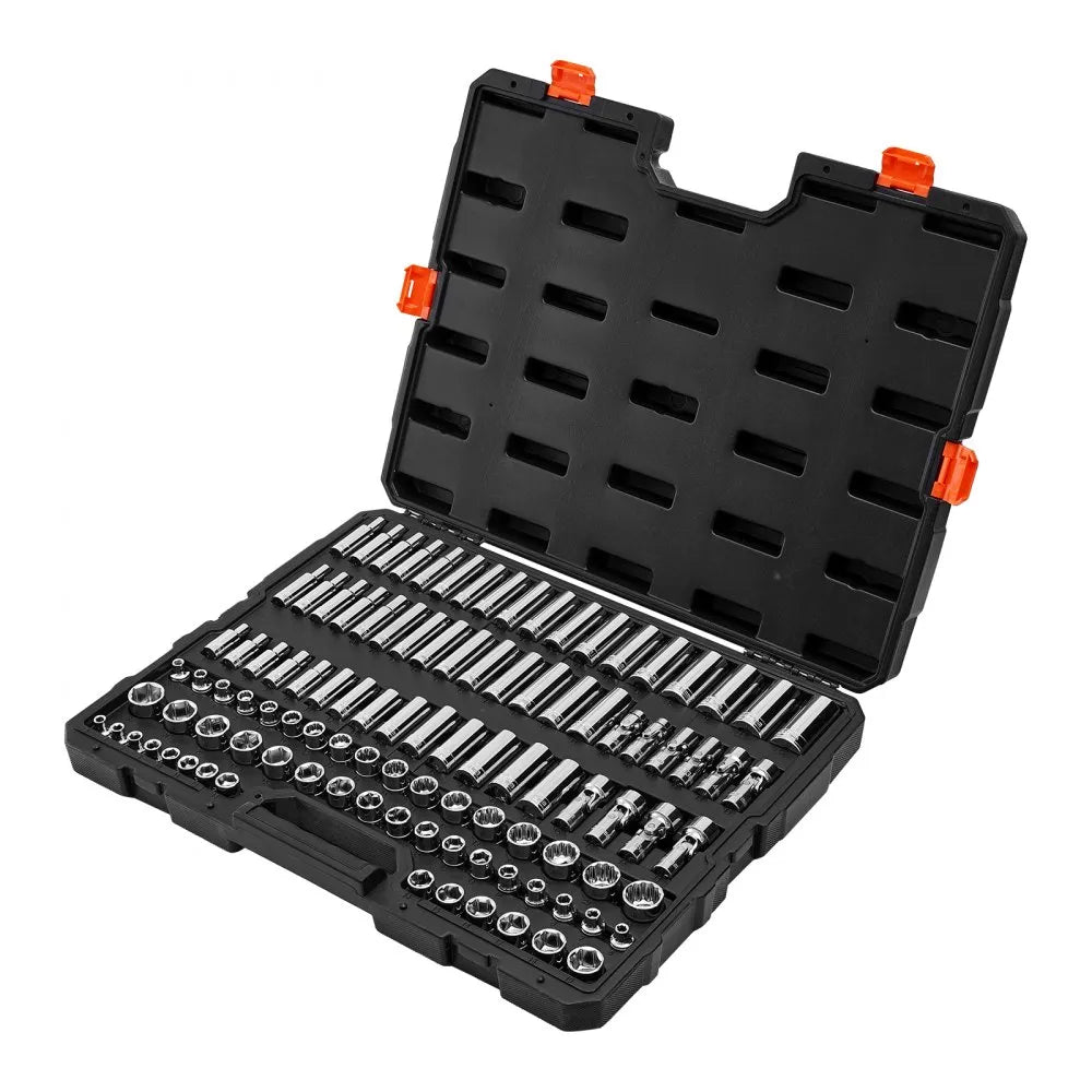 VEVOR 104-Piece Socket Set, 3/8" Drive Metric Socket Tool Kit, 6-24 mm with Storage Case