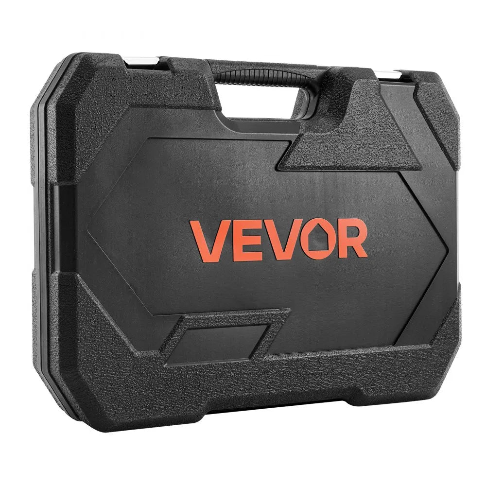 VEVOR 86-Piece Socket Set, 1/4", 3/8" & 1/2" Drive SAE & Metric Ratchet Tool Kit with Case