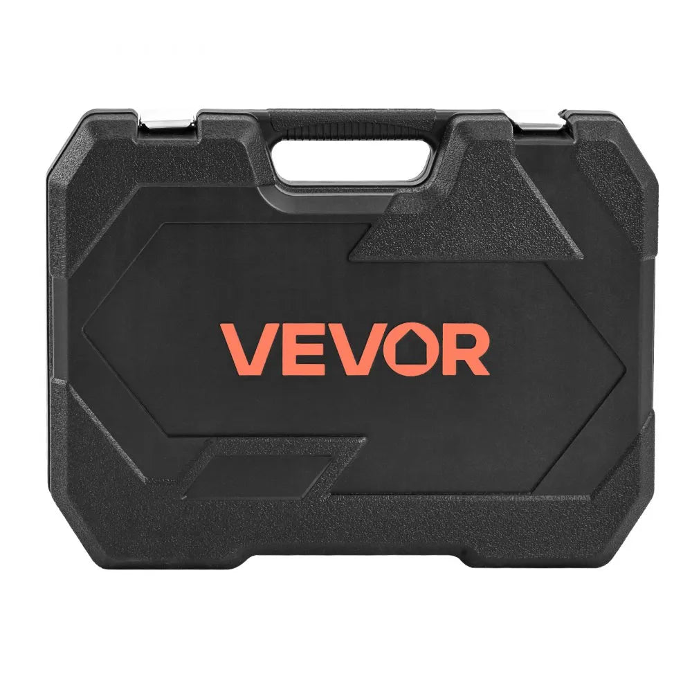 VEVOR 86-Piece Socket Set, 1/4", 3/8" & 1/2" Drive SAE & Metric Ratchet Tool Kit with Case