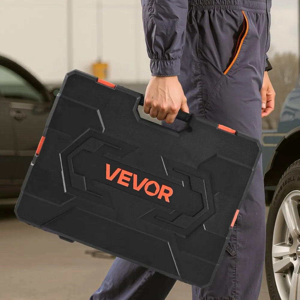 VEVOR 225-Piece Socket Set, 1/4", 3/8" & 1/2" Drive Ratchet and Socket Set with Storage Case