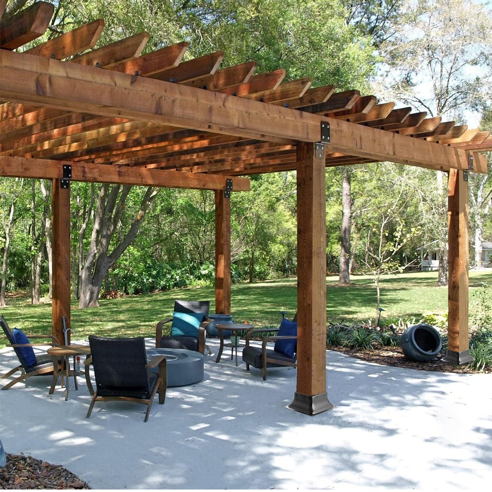 VEVOR 4x4 Post Base 10Pcs, Internal 3.6"x3.6" Heavy Duty Powder-Coated Steel Post Bracket Fit for Standard Wood Post Anchor, Decking Post Base for Deck Porch Handrail Railing Support 