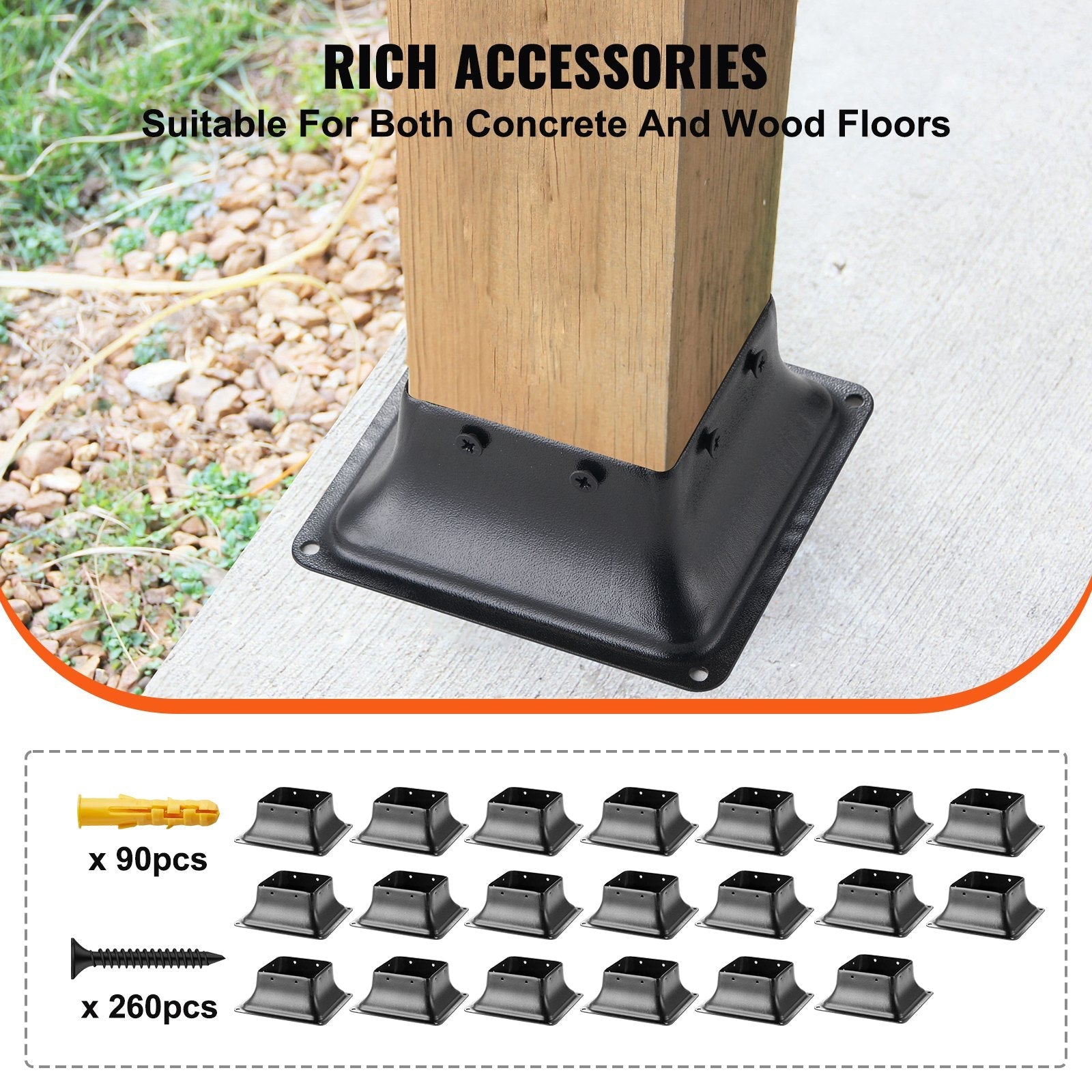 VEVOR 20Pcs 4x4 Post Base Brackets Heavy Duty for Standard Wood Post Anchor 