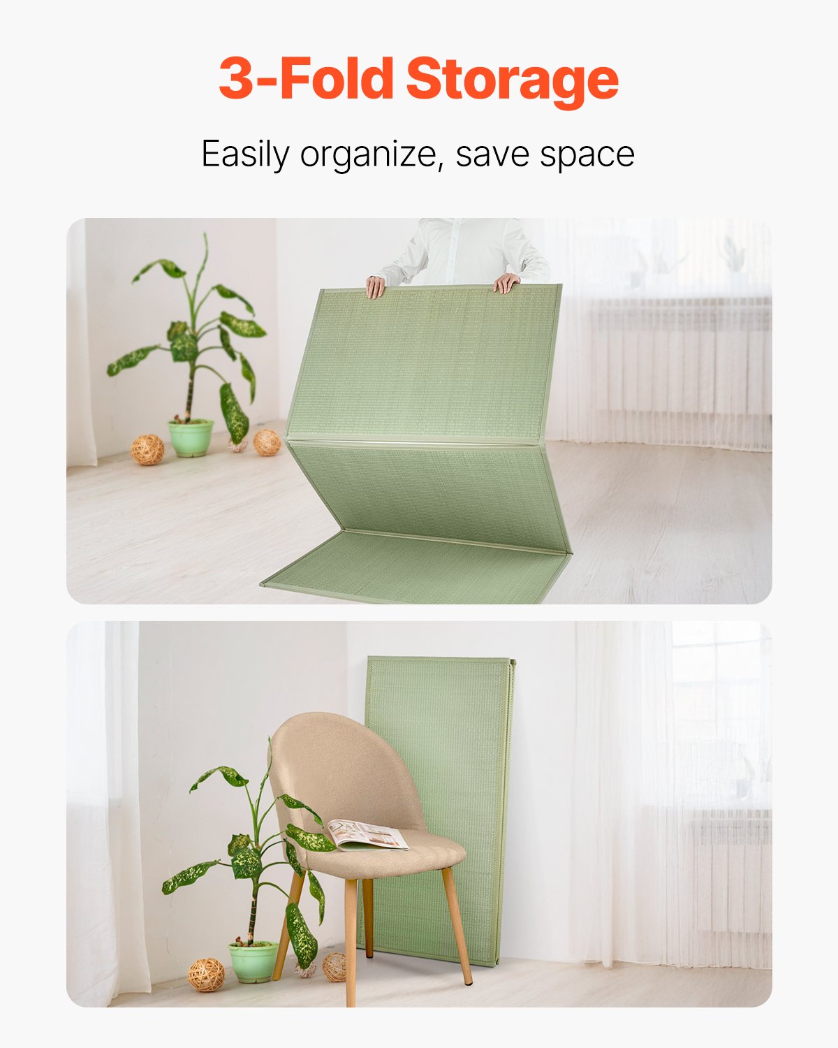 VEVOR Japanese Tatami Mat Twin Foldable & Non-Slip Rush Grass Tatami Mattress 