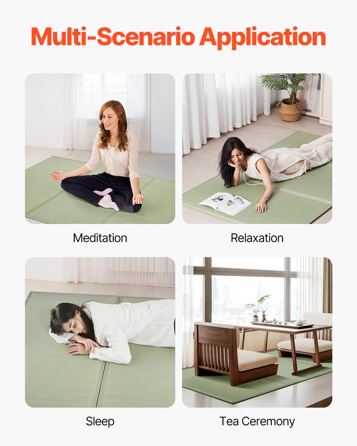 VEVOR Japanese Tatami Mat King Foldable & Non-Slip Rush Grass Tatami Mattress 