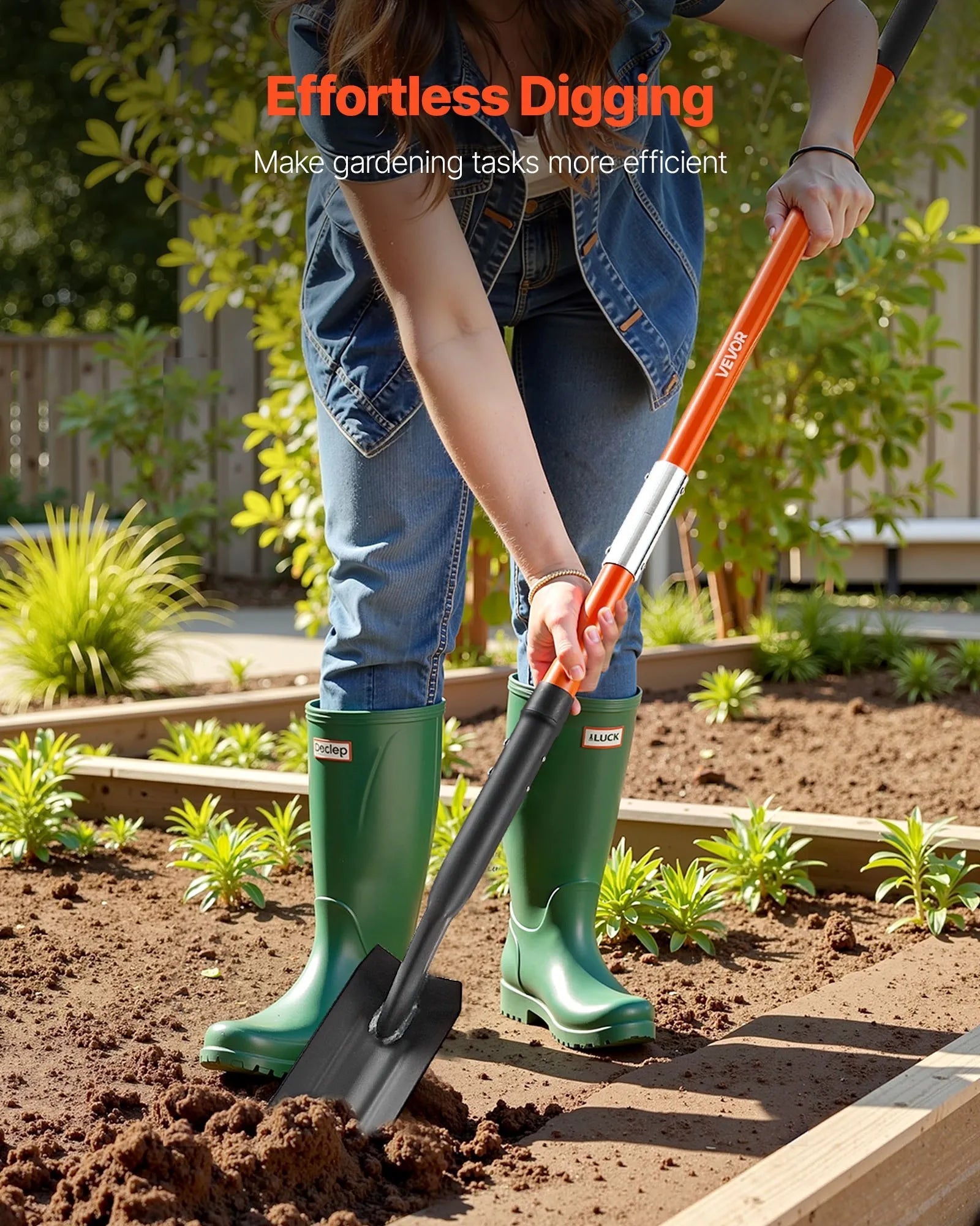 VEVOR Trench Shovel, 4 in Blade Heavy-Duty Trenching Shovel, Narrow Spade Trench Digger with Fiberglass Handle and Non-Slip Grip, for Gardening, Digging Holes, Trenching, and Planting, 56 in Long 