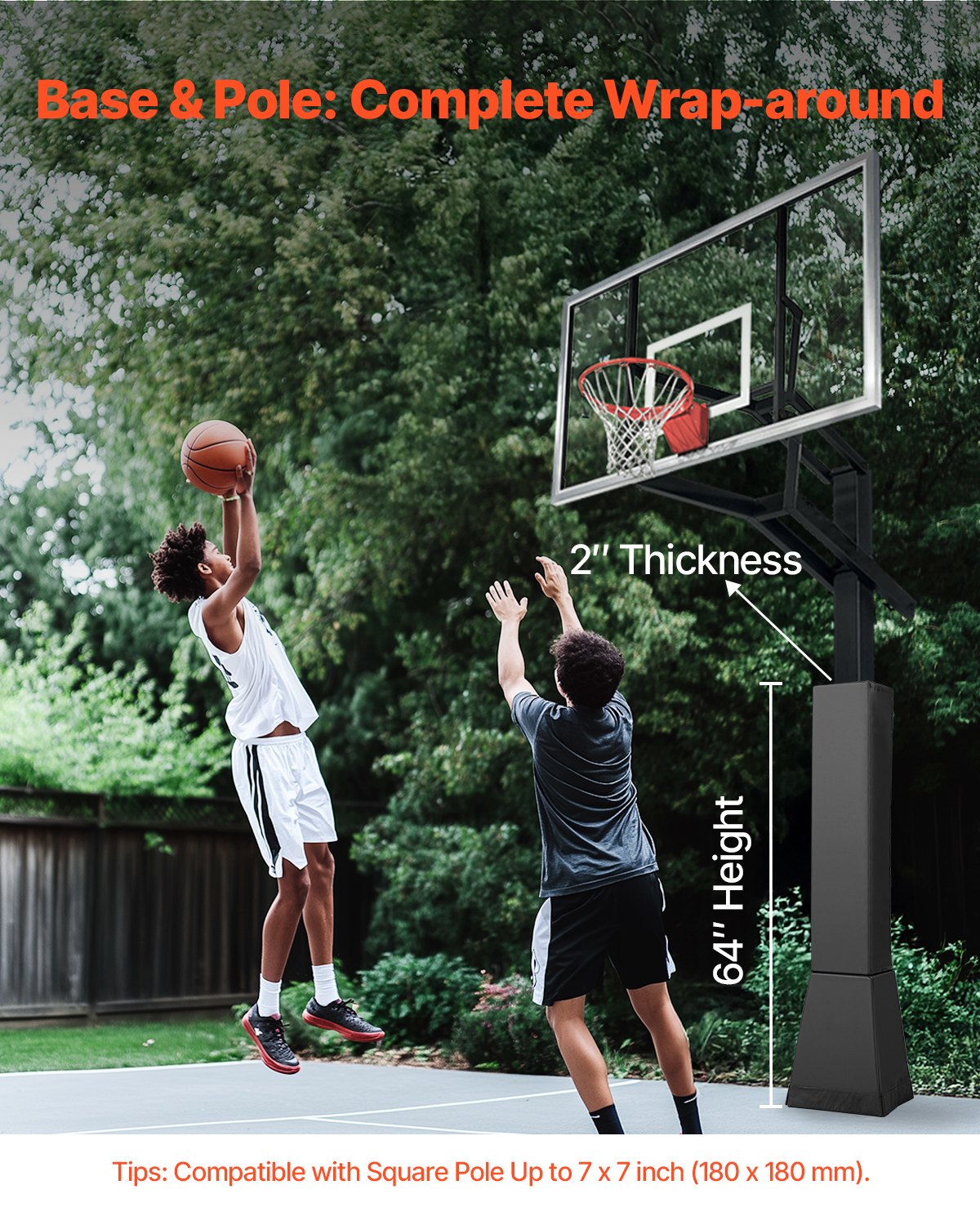 VEVOR 64" Basketball Pole Pad All-weather Durable Padding for 7"x7" Square Pole 