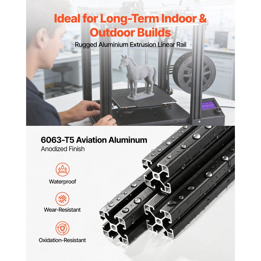 4PCS 4040 Aluminum Extrusion Profile 78.74" (2000mm) T-Slot Linear Rails, European Standard Anodized 6063-T5 Aluminum for CNC Machines, 3D Printers & DIY Workbenches - Black