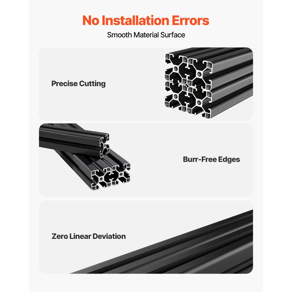 4PCS 4040 Aluminum Extrusion Profile 78.74" (2000mm) T-Slot Linear Rails, European Standard Anodized 6063-T5 Aluminum for CNC Machines, 3D Printers & DIY Workbenches - Black
