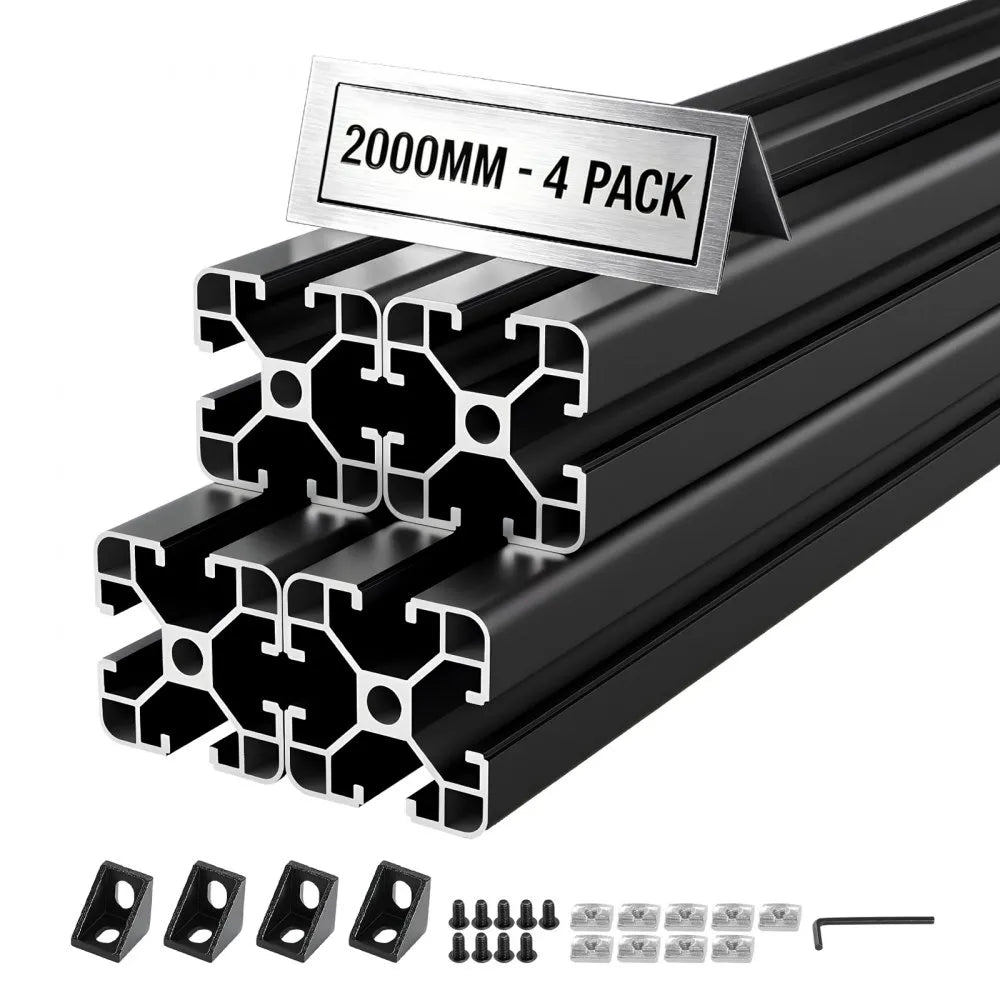 4PCS 4040 Aluminum Extrusion Profile 78.74" (2000mm) T-Slot Linear Rails, European Standard Anodized 6063-T5 Aluminum for CNC Machines, 3D Printers & DIY Workbenches - Black