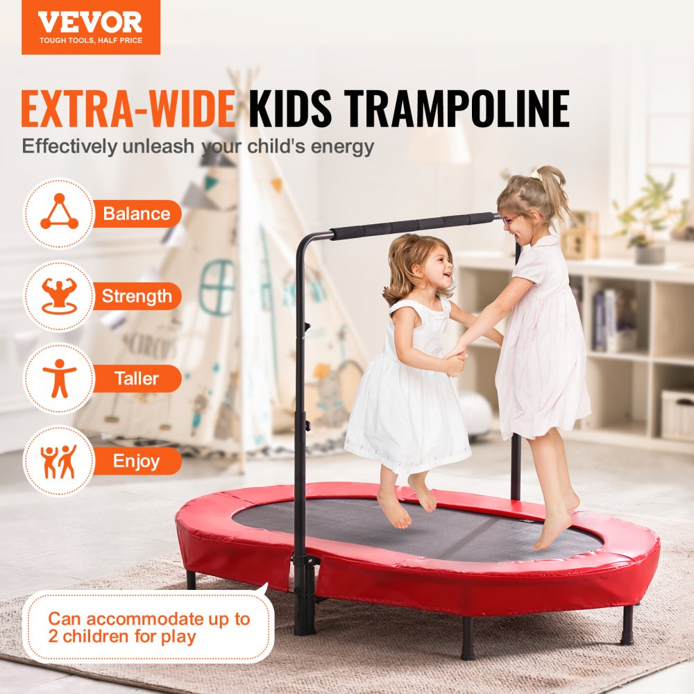 VEVOR 56" Trampoline for Kids Foldable Mini Toddler Trampoline Indoor Outdoor 