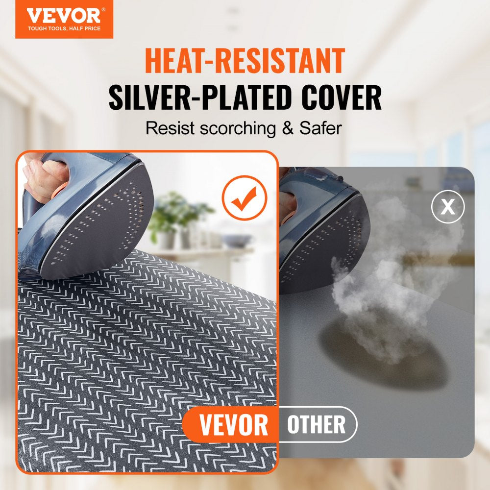 VEVOR Tabletop Ironing Board 23.4 x 14.4, Small Iron Board with Heat Resistant Cover and 100% Cotton Cover, Mini Ironing Board with 7mm Thickened Needle Cotton Layer for Small Spaces, Travel Use 