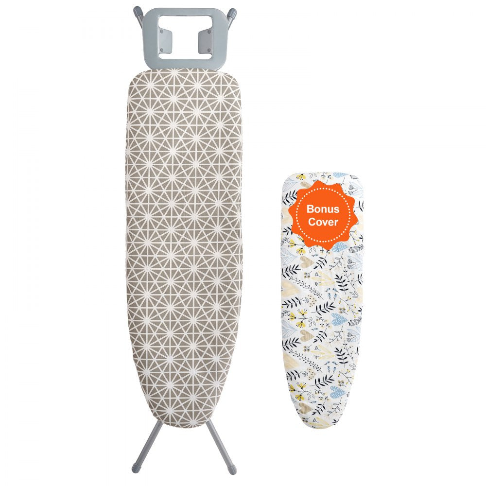 VEVOR Ironing Board with Large 51 x 13 Ironing Surface, Thickened 4 Layers Iron Board with Heat Resistant Cover and 100% Cotton Cover, 7 Adjustable Heights Ironing Board for Home Laundry Room Use 