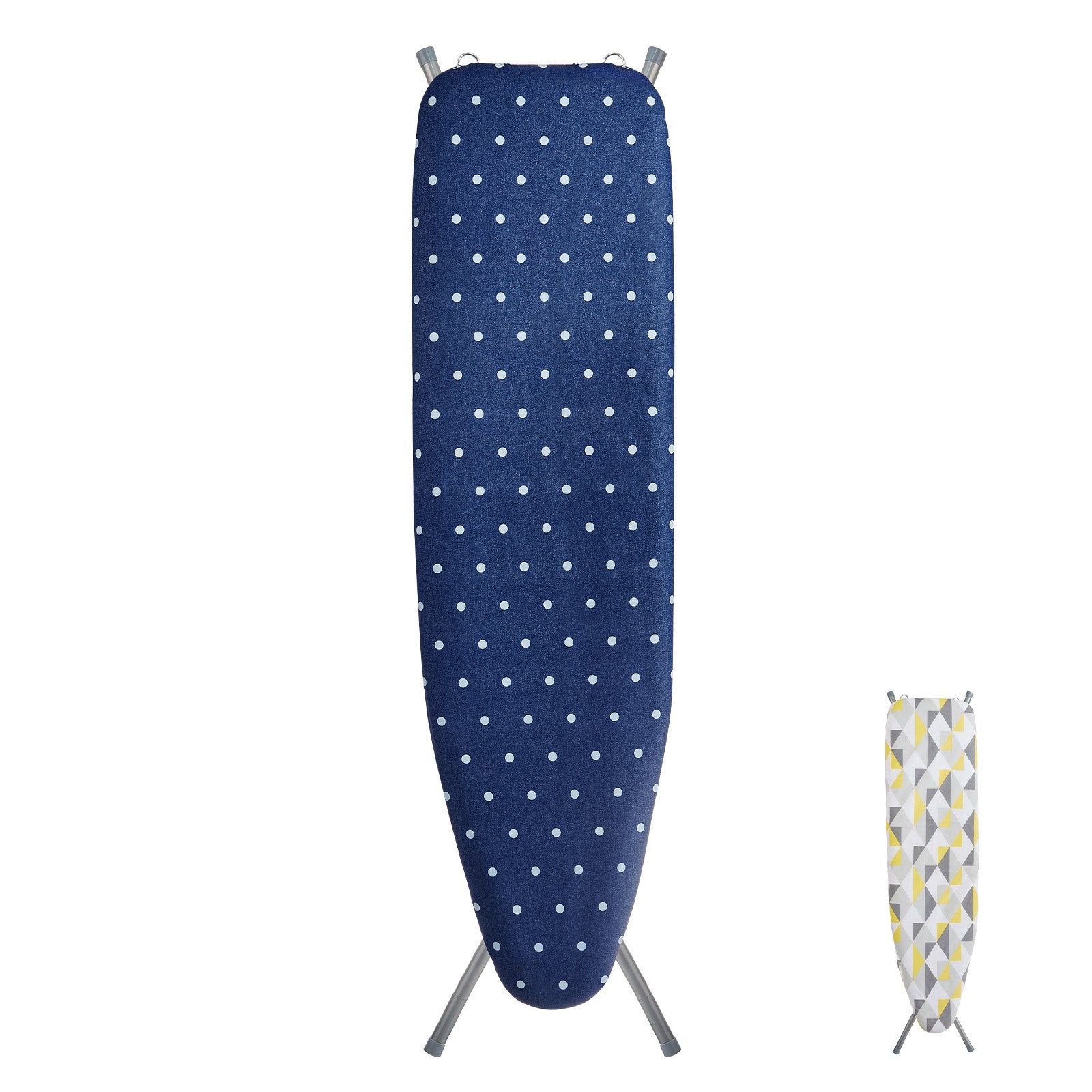 VEVOR Ironing Board with Bottom Storage Tray, Thickened 4 Layers Iron Board with Heat Resistant Cover and 100% Cotton Cover, 10 Adjustable Heights Ironing Board for Home Laundry Room Use (Size 55x15) 