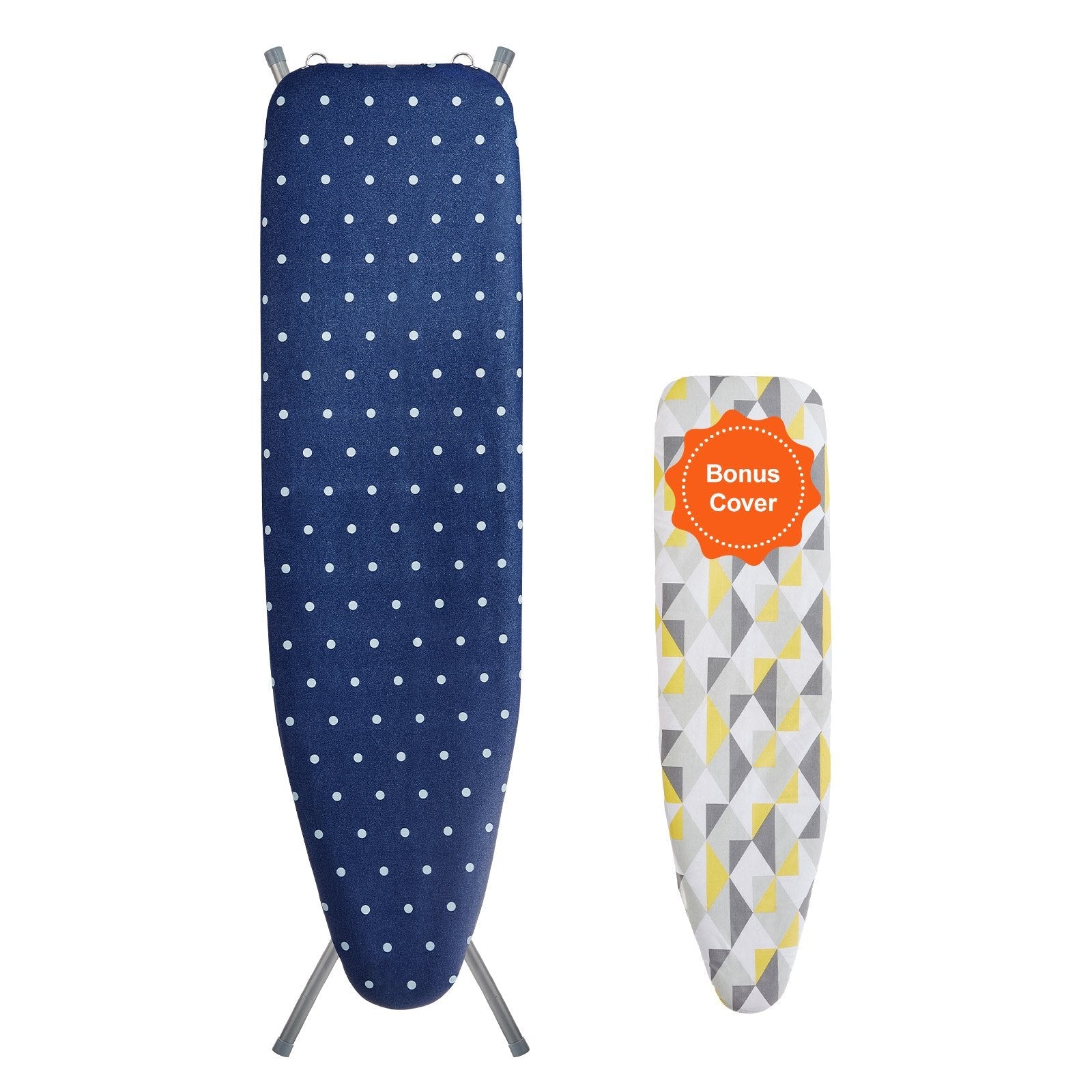 VEVOR Ironing Board with Bottom Storage Tray, Thickened 4 Layers Iron Board with Heat Resistant Cover and 100% Cotton Cover, 10 Adjustable Heights Ironing Board for Home Laundry Room Use (Size 55x15) 