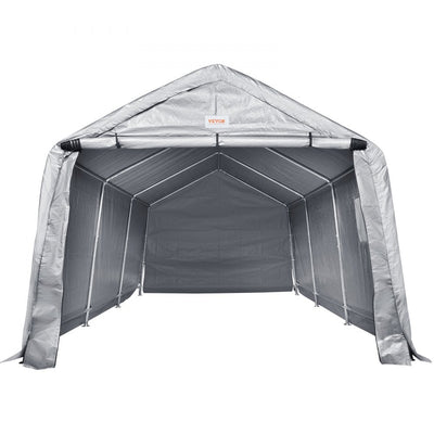 VEVOR Outdoor Portable Storage Shelter Shed, 10x15x8ft Heavy Duty  Instant Garage Tent Canopy Carport with Roll-up Zipper Door and Ventilated Windows For Cars, Motorcycle, Bike, Garden Tools 