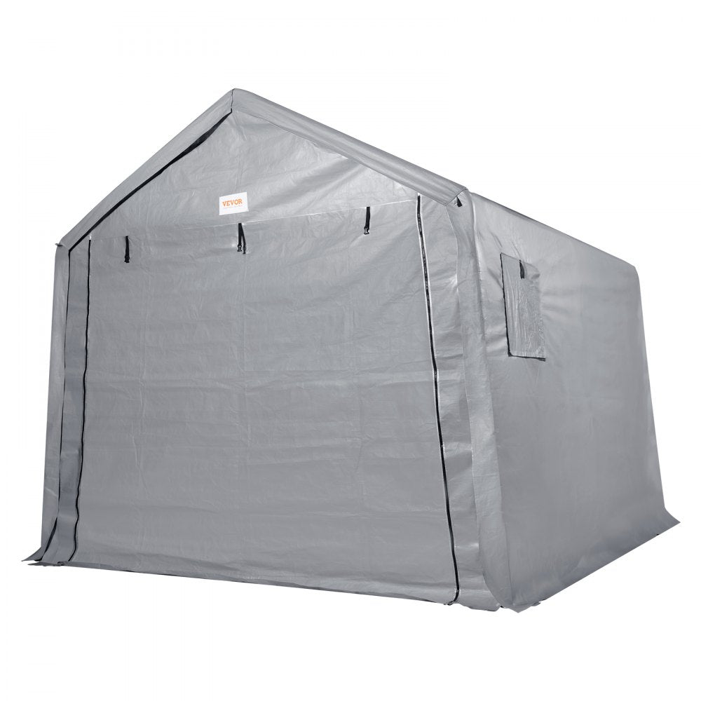 VEVOR Portable Shed Storage Shelter Outdoor, 7 x 12 x 7.36 ft Heavy Duty Instant Storage Tent Tarp Sheds with Roll-up Zipper Door and Ventilated Windows for Motorcycle, Bike, Garden Tools 