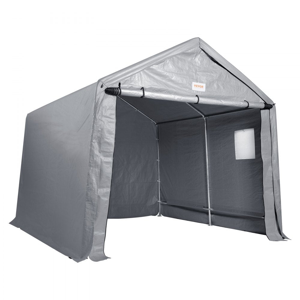 VEVOR Portable Shed Storage Shelter Outdoor, 7 x 12 x 7.36 ft Heavy Duty Instant Storage Tent Tarp Sheds with Roll-up Zipper Door and Ventilated Windows for Motorcycle, Bike, Garden Tools 
