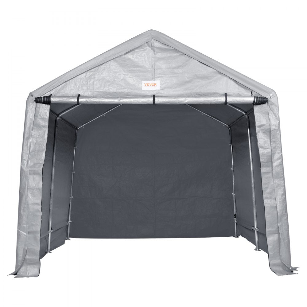 VEVOR Portable Outdoor Storage Shelter Shed, 8 x 14 x 7.6 ft Heavy Duty Instant Storage Tent Garage Sheds with Roll-up Zipper Door and Ventilated Windows for Motorcycle, Bike, Garden Tools 