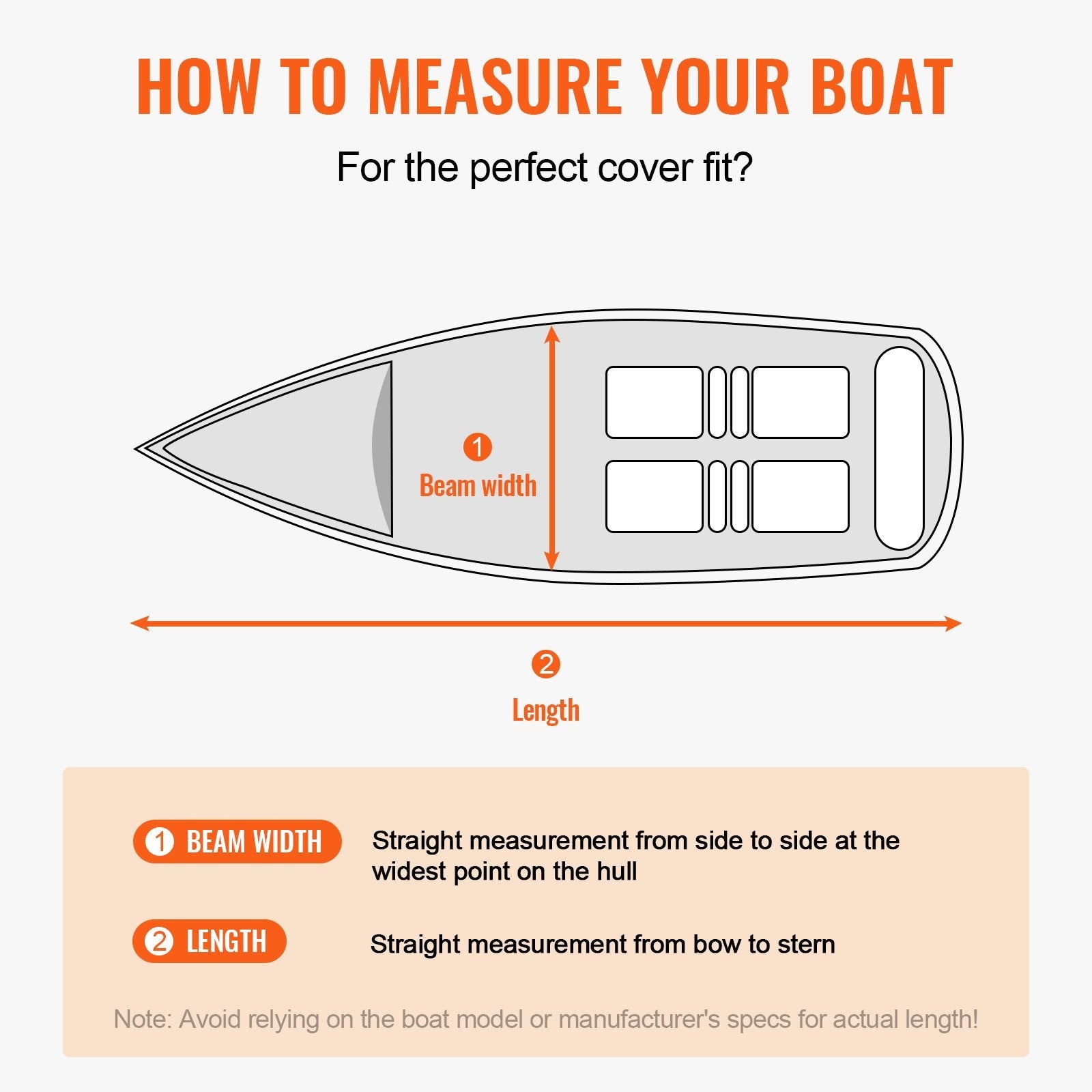 VEVOR Boat Cover, 20'-22' Trailerable Waterproof Boat Cover, 600D Marine Grade PU Oxford, with Motor Cover and Buckle Straps, for V-Hull, Tri-Hull, Fish Ski Boat, Runabout, Bass Boat, Grey 