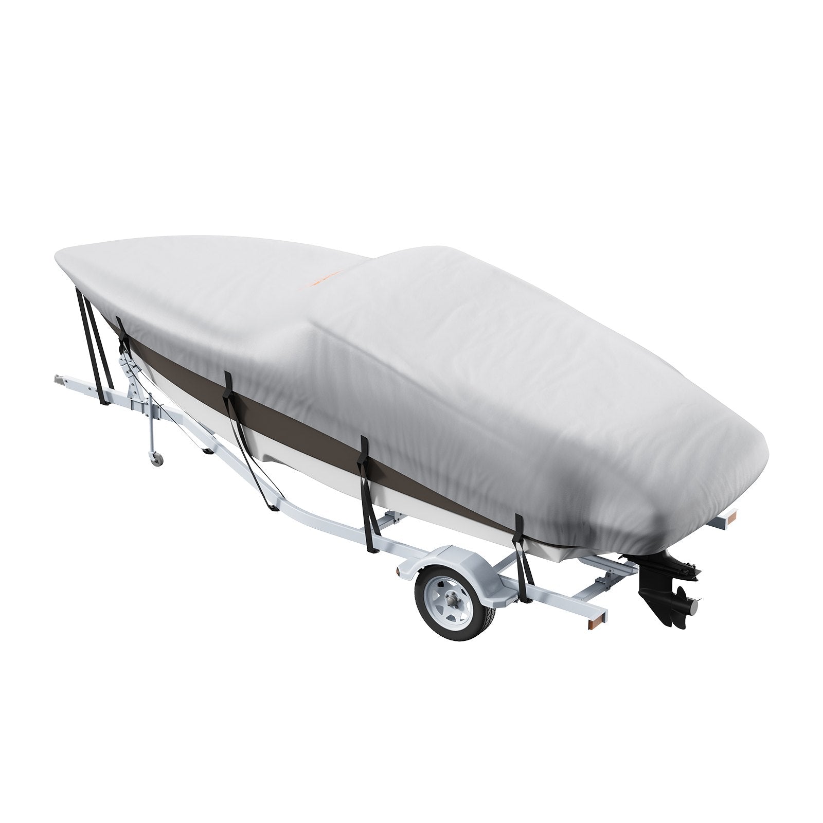 VEVOR Boat Cover, 20'-22' Trailerable Waterproof Boat Cover, 600D Marine Grade PU Oxford, with Motor Cover and Buckle Straps, for V-Hull, Tri-Hull, Fish Ski Boat, Runabout, Bass Boat, Grey 