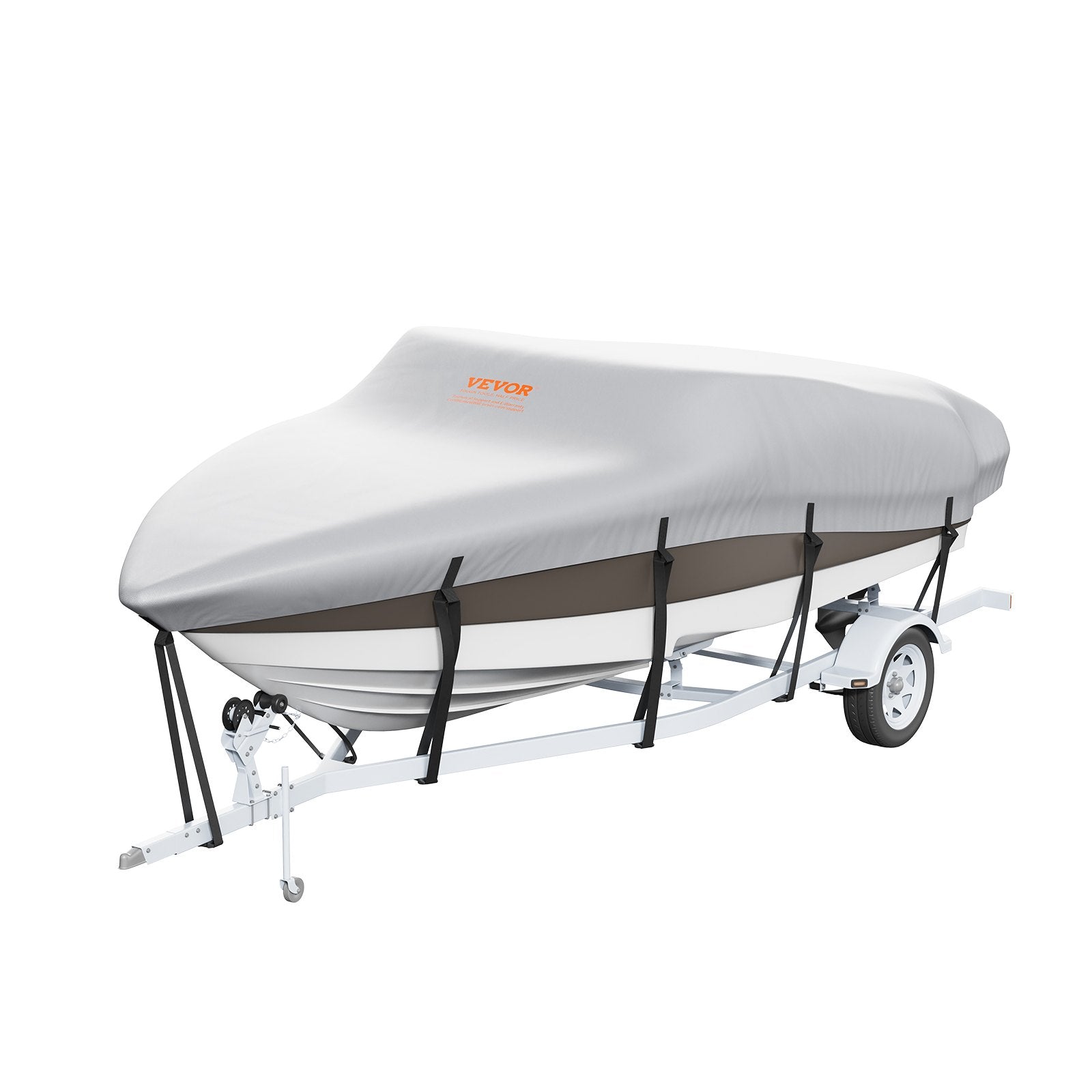 VEVOR Boat Cover, 20'-22' Trailerable Waterproof Boat Cover, 600D Marine Grade PU Oxford, with Motor Cover and Buckle Straps, for V-Hull, Tri-Hull, Fish Ski Boat, Runabout, Bass Boat, Grey 