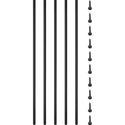 VEVOR Deck Balusters, 16 Pack Metal Deck Spindles, 44"x0.5" Staircase Baluster With Screws, Iron Deck Railing for Wood and Composite Deck, Stylish Black Baluster for Outdoor Stair Deck Porch 