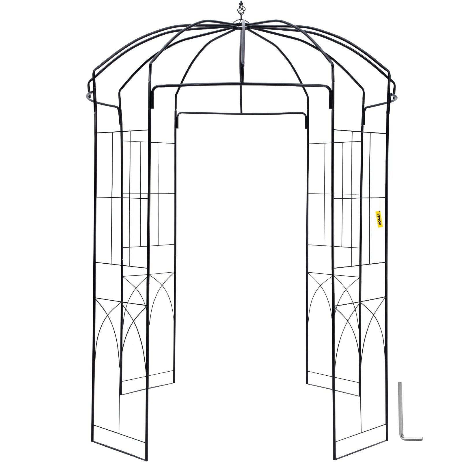 VEVOR Birdcage Shape Gazebo,8' High x 5.2' Wide, Heavy Duty Wrought Iron Arbor, Wedding  Arch Trellis for Climbing Vines in Outdoor Garden, Lawn, Backyard, Patio, Black 