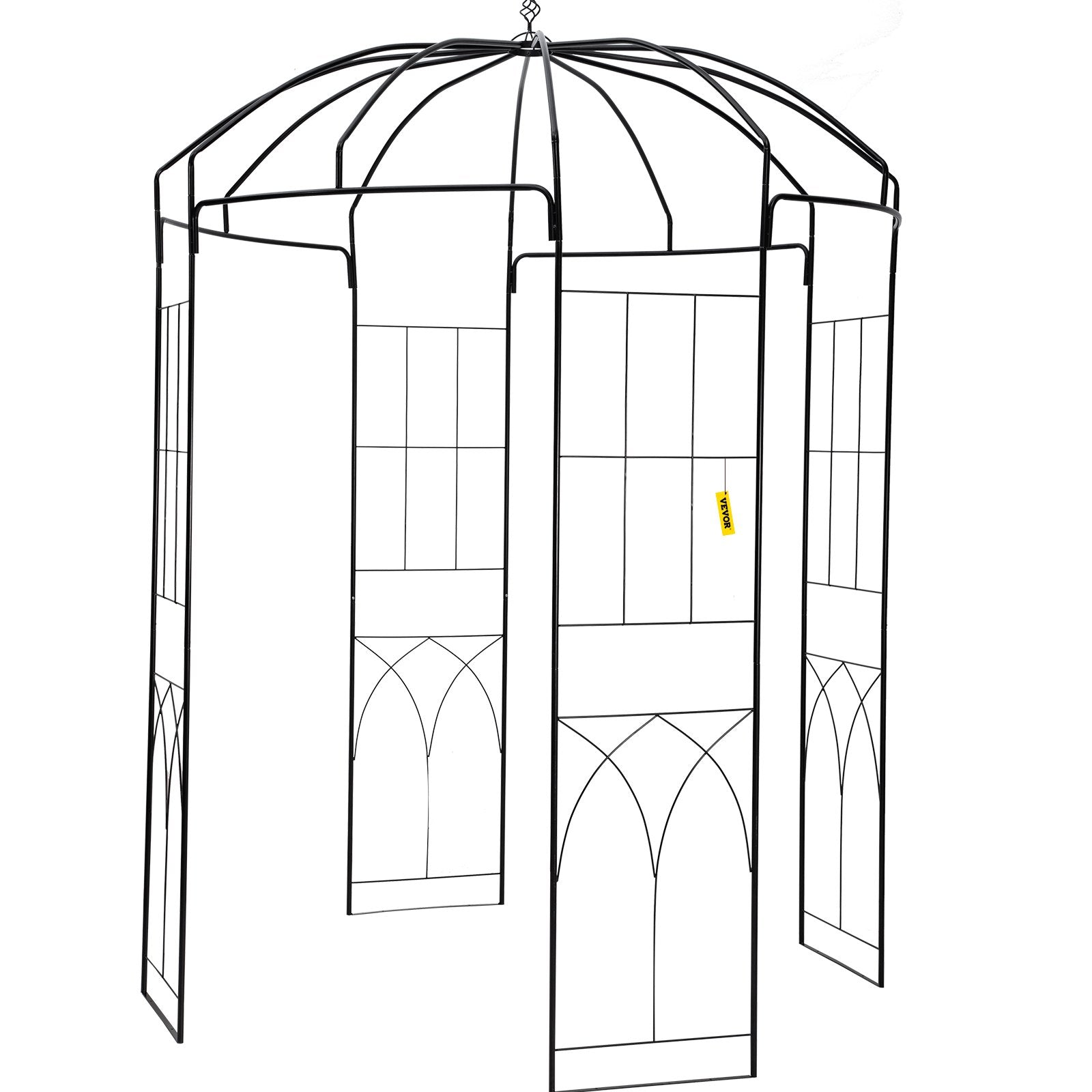 VEVOR Birdcage Shape Gazebo,8' High x 5.2' Wide, Heavy Duty Wrought Iron Arbor, Wedding  Arch Trellis for Climbing Vines in Outdoor Garden, Lawn, Backyard, Patio, Black 