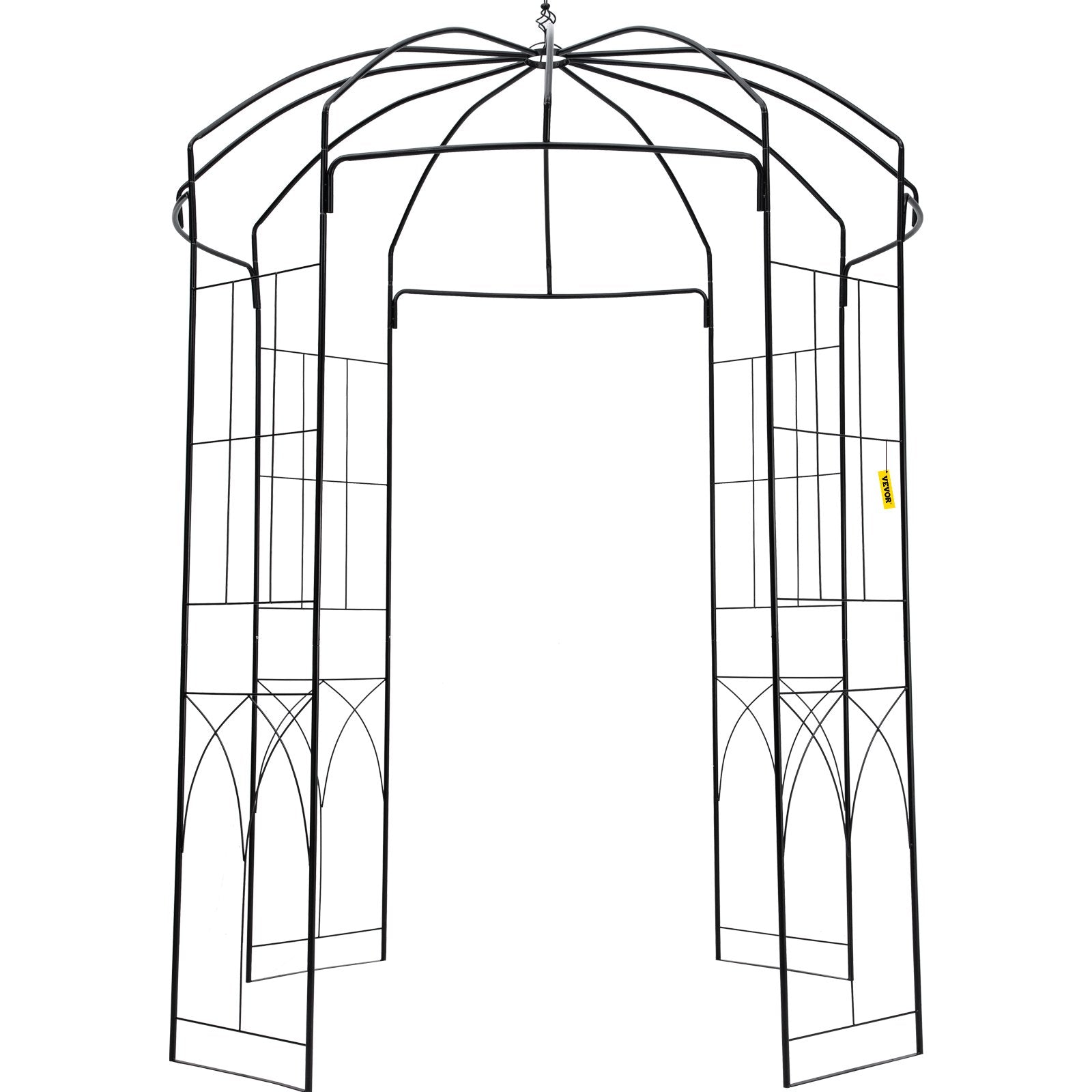 VEVOR Birdcage Shape Gazebo,8' High x 5.2' Wide, Heavy Duty Wrought Iron Arbor, Wedding  Arch Trellis for Climbing Vines in Outdoor Garden, Lawn, Backyard, Patio, Black 