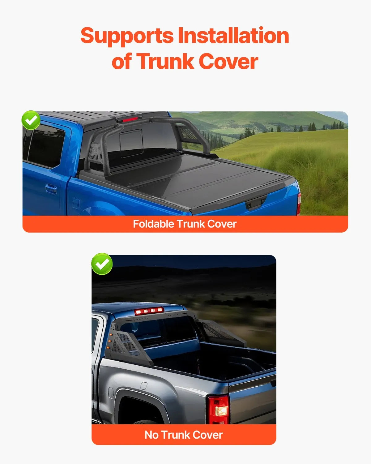 VEVOR Truck Bed Roll Bar Universal Chase Rack with Light for Full-Size Pickup