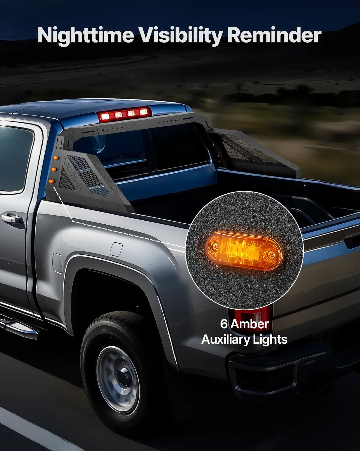 VEVOR Truck Bed Roll Bar Universal Chase Rack with Light for Full-Size Pickup