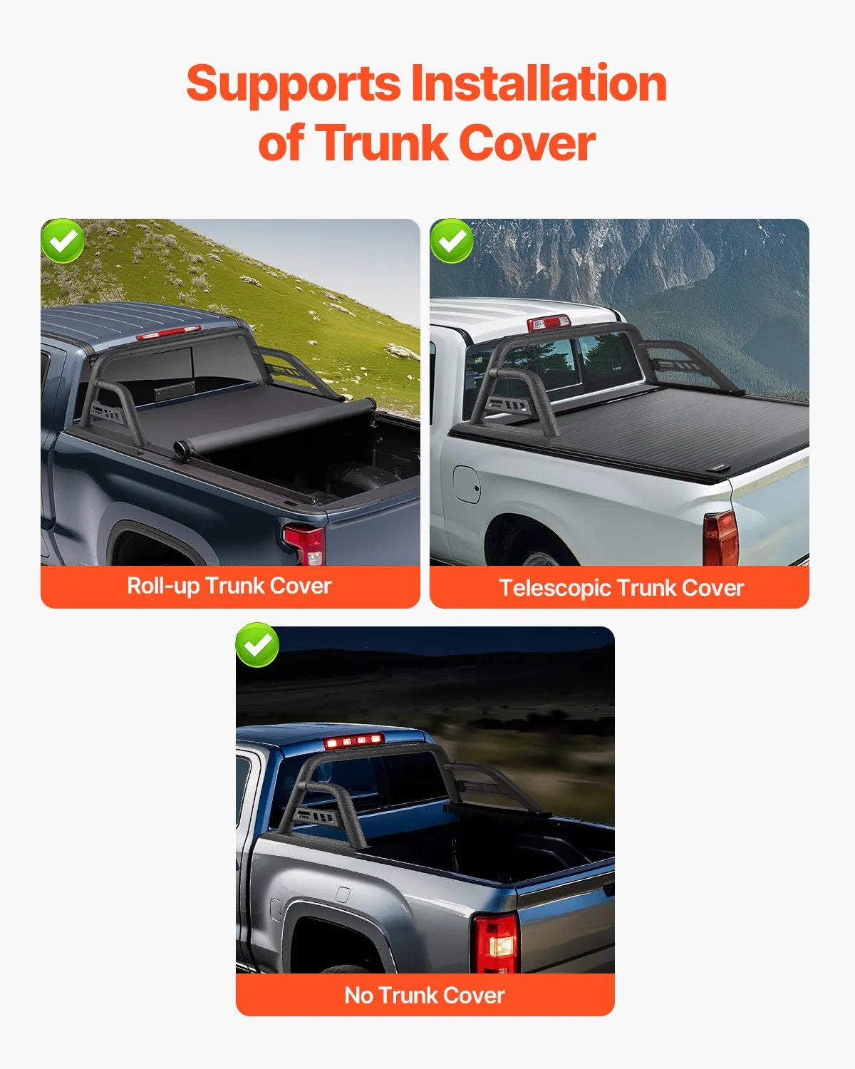 VEVOR Truck Bed Roll Bar Universal Chase Rack for Full-Size Pickup Carbon Steel