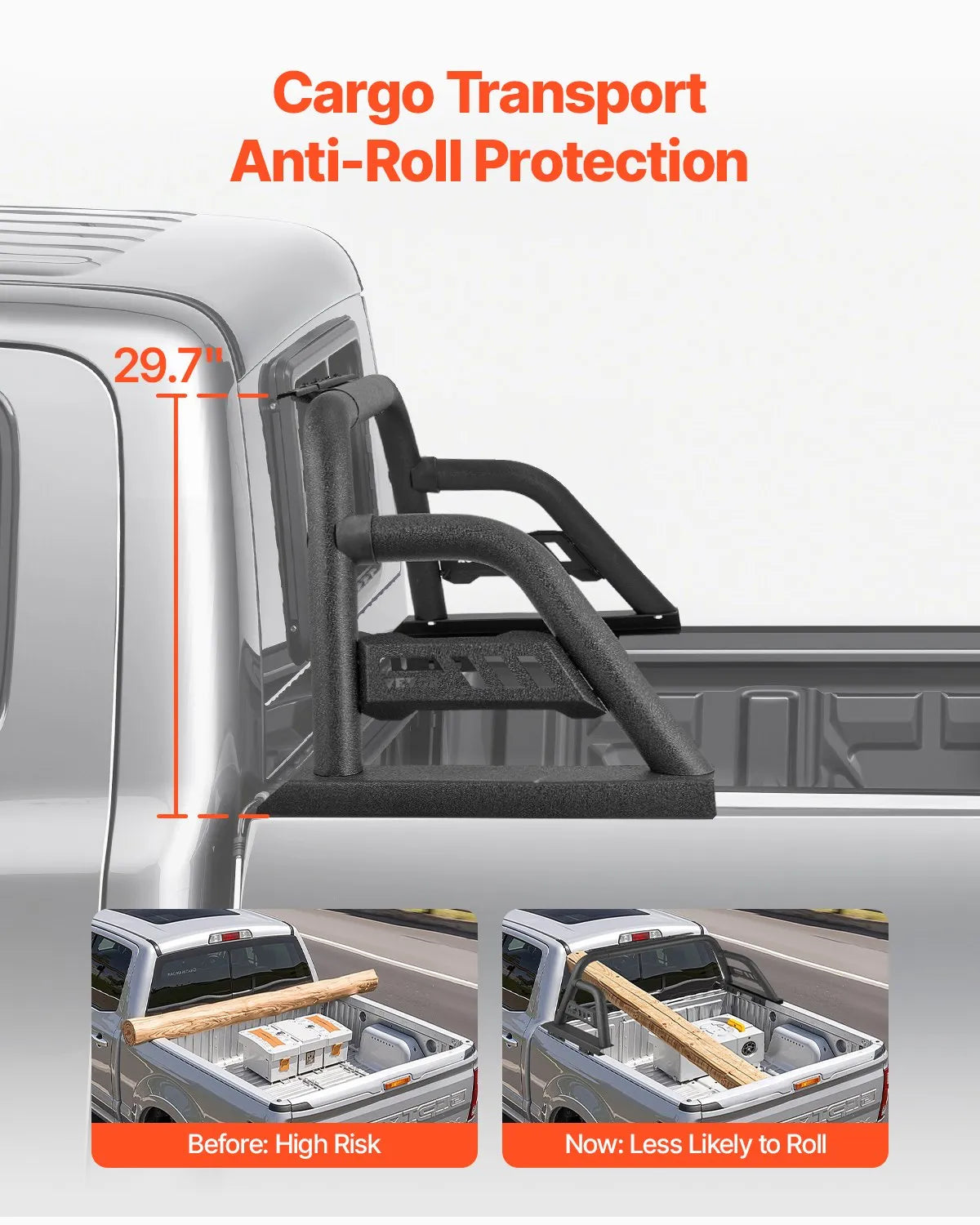 VEVOR Truck Bed Roll Bar Universal Chase Rack for Full-Size Pickup Carbon Steel