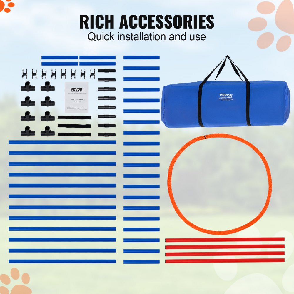 VEVOR Dog Agility Training Equipment 4 PCS Set Hurdles and Jump Ring Obstacle 