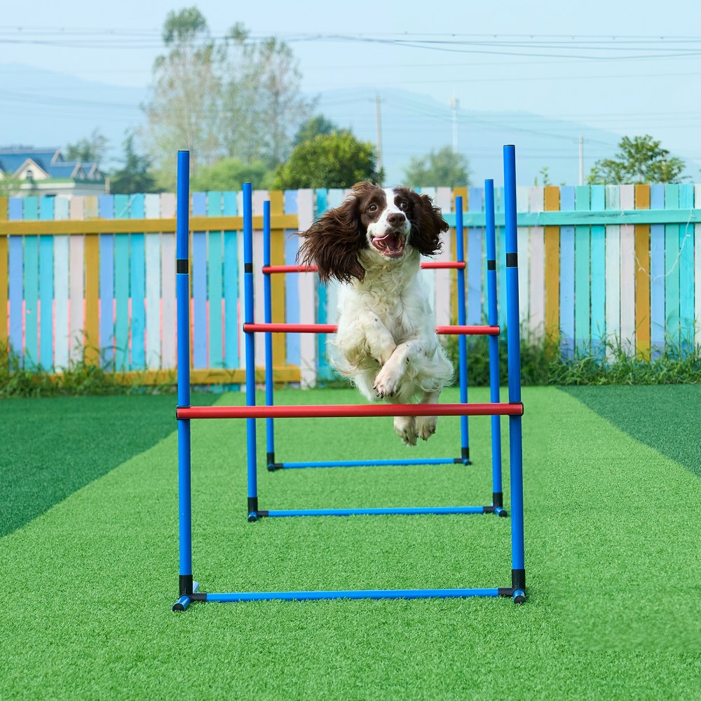 VEVOR Dog Agility Training Equipment 4 PCS Set Hurdles and Jump Ring Obstacle 