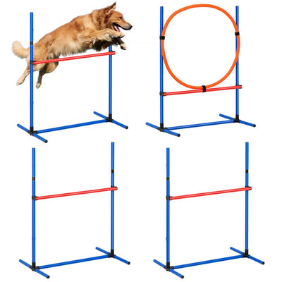 VEVOR Dog Agility Training Equipment 4 PCS Set Hurdles and Jump Ring Obstacle 