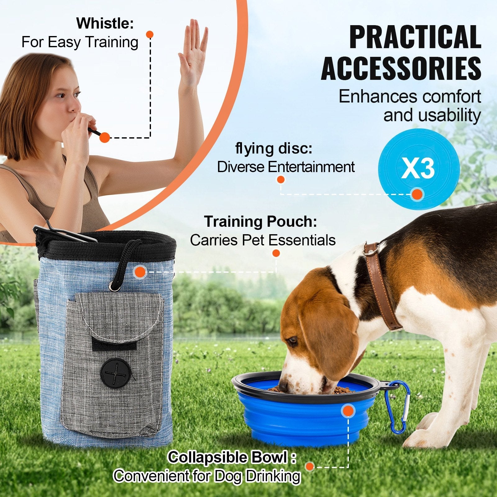 VEVOR Dog Agility Training Equipment 7 PCS Set w/ Hurdles 2 Tunnels Jump Ring 