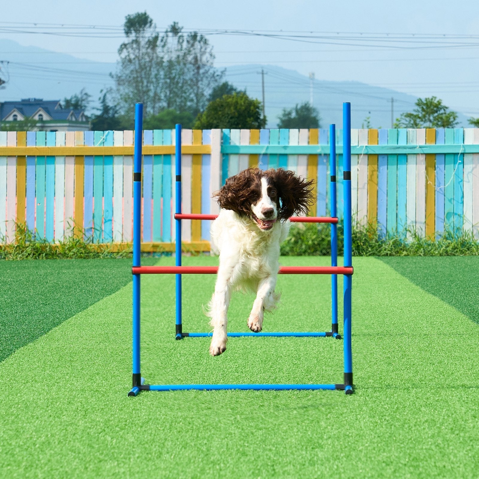 VEVOR Dog Agility Training Equipment 7 PCS Set w/ Hurdles 2 Tunnels Jump Ring 