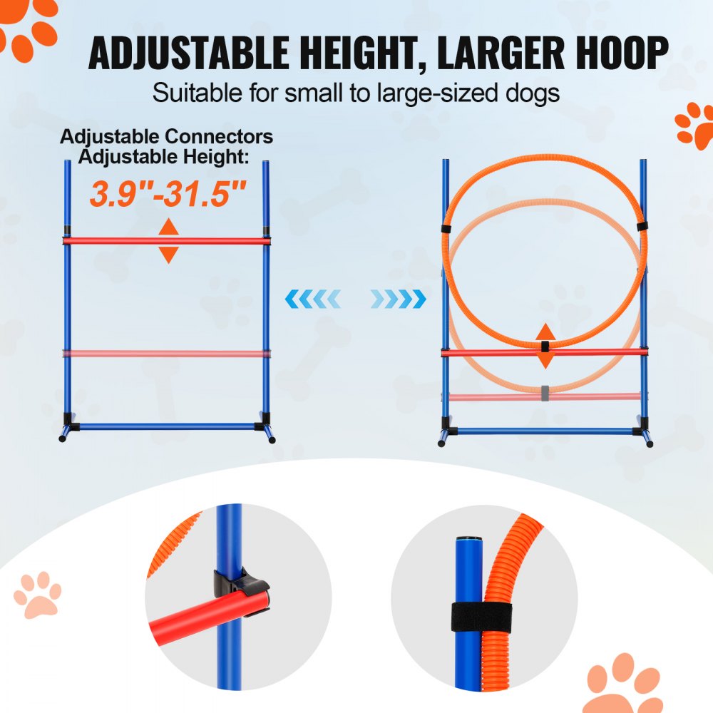VEVOR Dog Agility Training Equipment 4 PCS Set with Hurdles Jump Ring Pause Box 