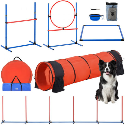 VEVOR Dog Agility Training Equipment 5 PCS Upgrade w/ Hurdles Extended Tunnel 