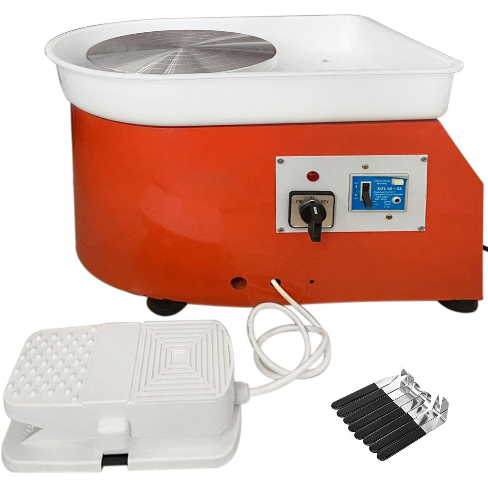 VEVOR Pottery Wheel 25cm Pottery Forming Machine with Sculpting Set Adjustable Feet Ceramic Pottery Wheel 280W Art Craft DIY Clay Tool for Ceramic Work Ceramics Clay 