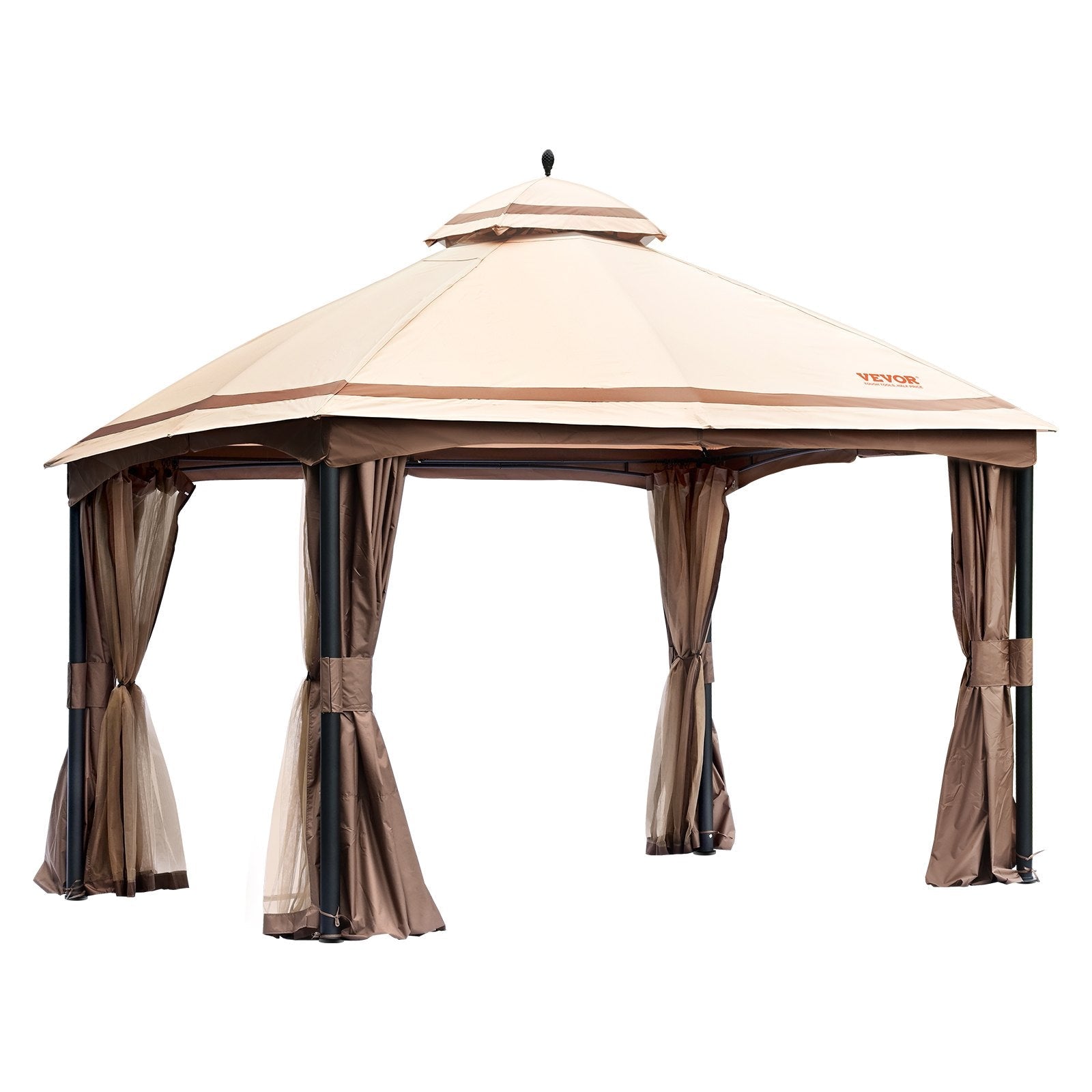 VEVOR Patio Gazebo for 10-12 Person, 10 x 13 FT Backyard Gazebo, with Mosquito Netting, Metal Frame, and PU Coated 180G Polyester, Outdoor Canopy Shelter for Patio, Backyard, Lawn, Garden, Deck 
