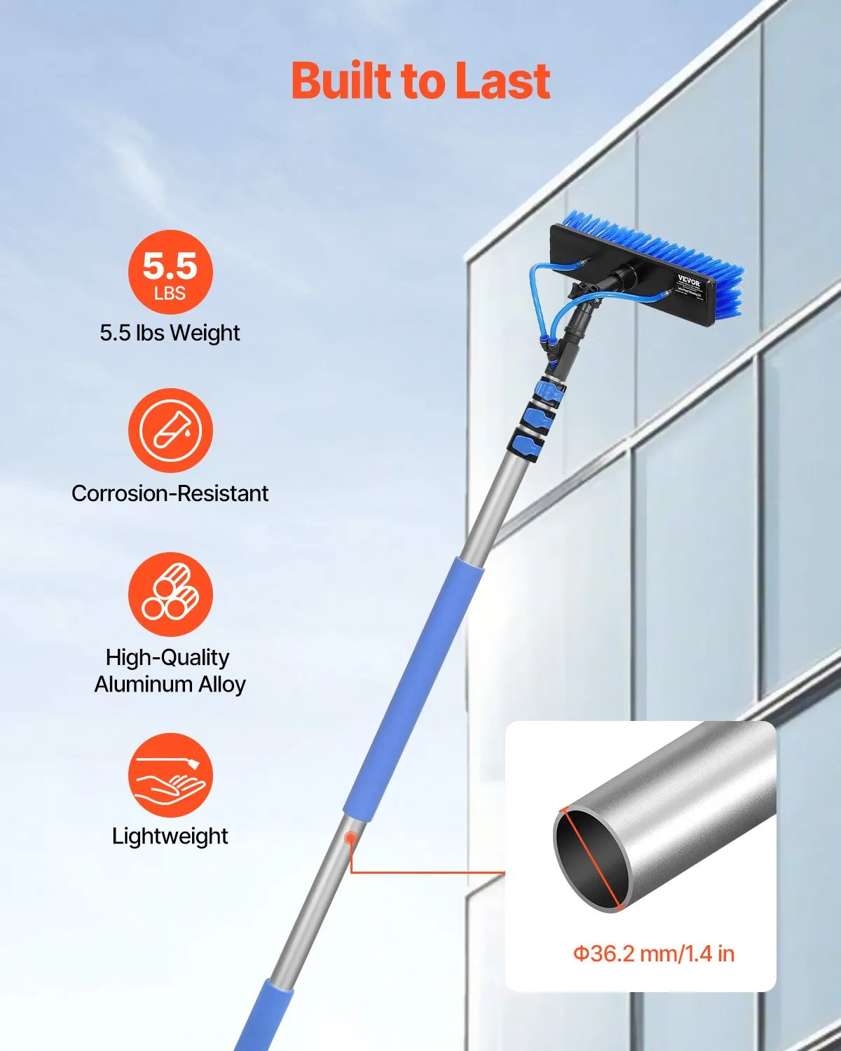 VEVOR Water Fed Pole Kit 12FT Solar Panel Cleaning Pole with Extendable Handle