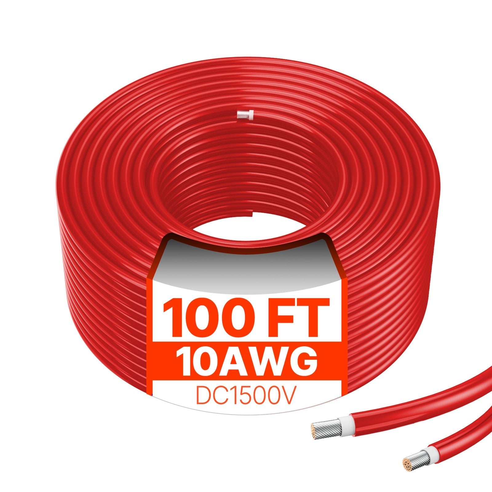VEVOR 100FT Solar Panel Extension Cable 10AWG Waterproof PV 6mm² Cable Red 