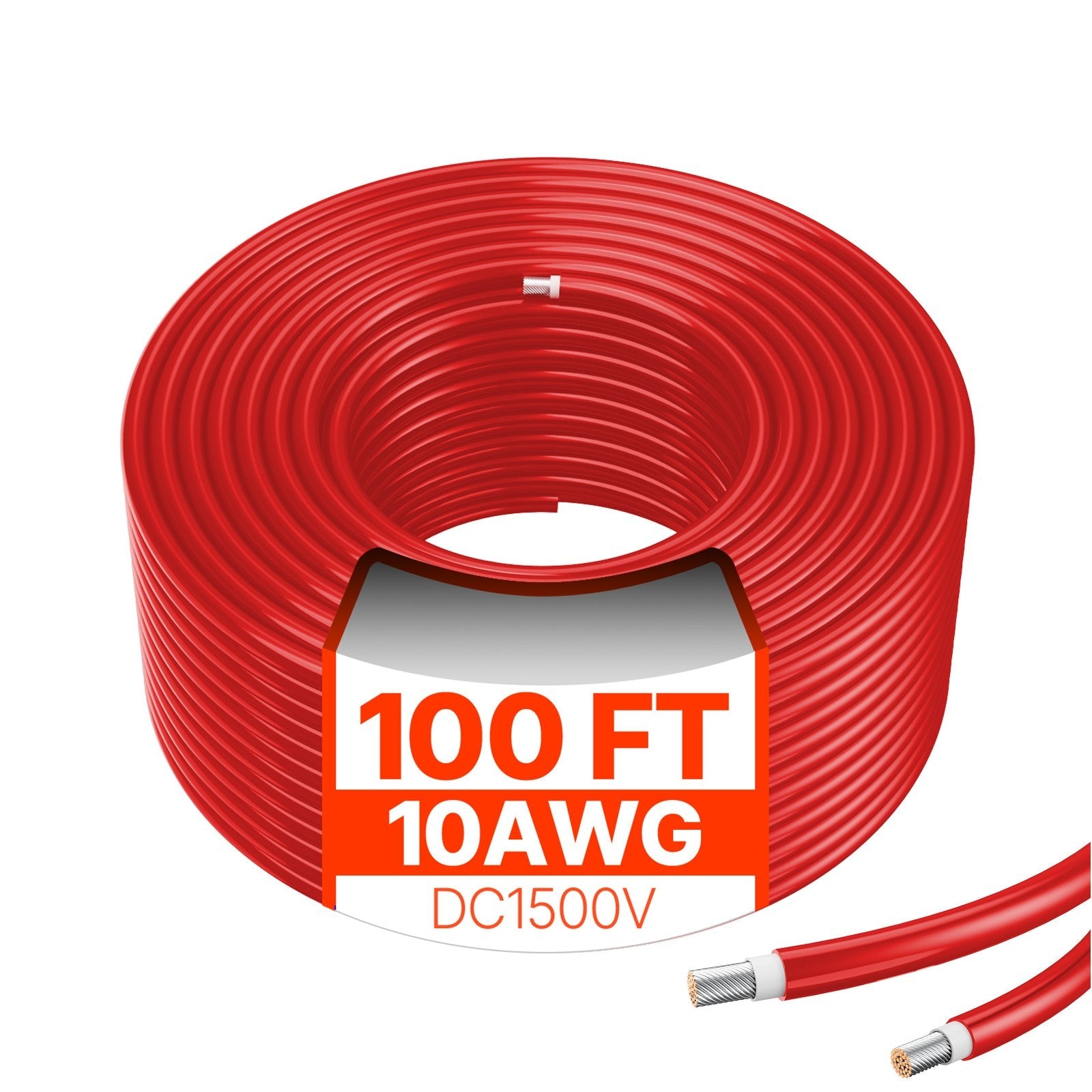 VEVOR 100FT Solar Panel Extension Cable 10AWG Waterproof PV 6mm² Cable Red 